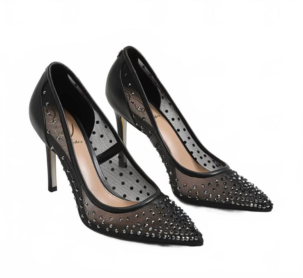 NEW SAM EDELMAN women's hazel mesh heels in black